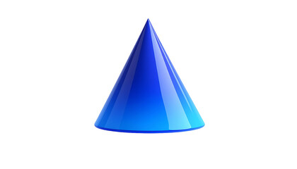 Fototapeta premium Shiny, blue 3D cone with reflections against a stark, black background