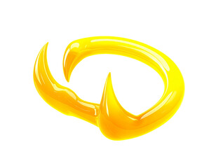 Glossy, abstract, yellow, curved shape against a black background
