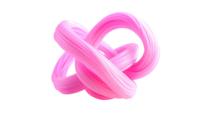 3D pink and white abstract looped shape against a black background