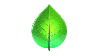 Glossy, vibrant green leaf rendered on a stark black background