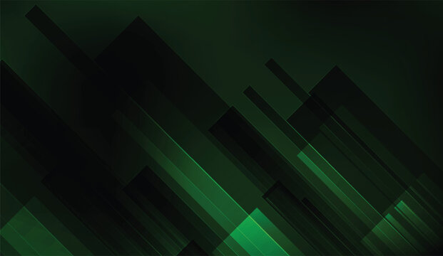 Dark green and black geometric abstract background with overlapping diagonal lines for modern technology use