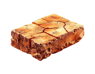 Textured, cracked rectangular block with reddish-brown hues against black
