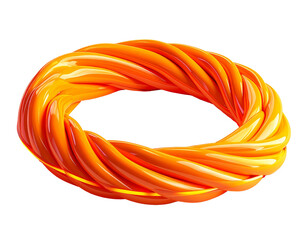 Orange, intertwined loops form a smooth, abstract, circular shape