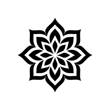 Symmetrical floral mandala formed by layered petals, representing harmony, balance, mindfulness, and natural beauty in a refined geometric style.
