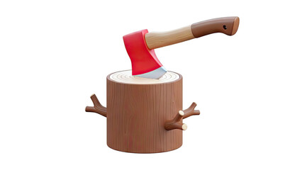 Stylized Axe Embedded in a Tree Stump