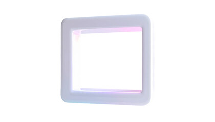 3D rendered square shape with rounded corners, glowing on black