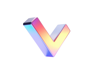 Metallic, iridescent checkmark isolated on black background, 3D rendering