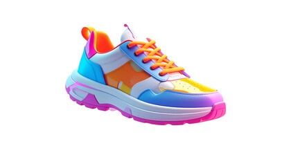 Vibrant, colorful athletic shoe with bold design and clean lines