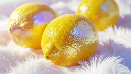Image features a bright, textured lemon resting on a bed of soft, white, feathery down. It is ideal for organic skincare branding, citrus-based product marketing, or minimalist lifestyle blog headers.