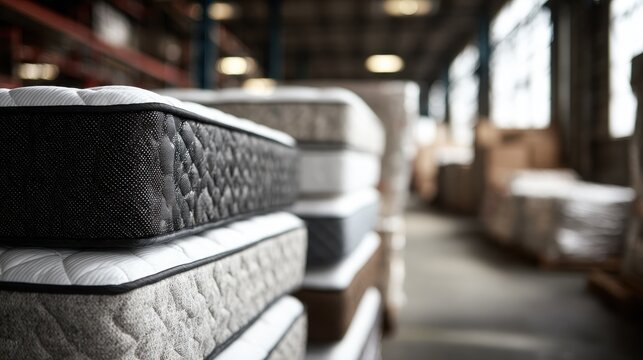 Stack of Mattresses in a Warehouse