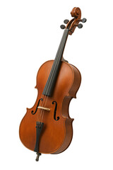 Fototapeta premium A full-sized wooden cello with a warm reddish-brown finish