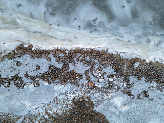Aerial view of Selk&auml;kari island shore in the Kempeleenlahti bay, Oulu Finland