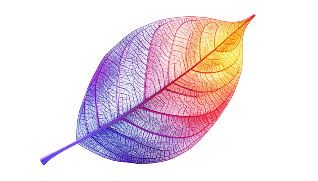 A transparent, colorful leaf against a black background - Powered by Adobe