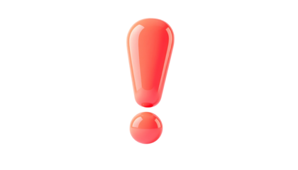 A glossy, vibrant pink exclamation mark against a stark black background