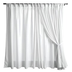 Elegant White Curtain with Tieback for Home Decor and Stage Backdrop.