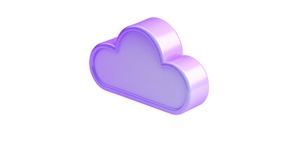 3D purple cloud icon, glossy, floating on a black background
