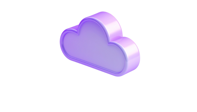 3D purple cloud icon, glossy, floating on a black background - Powered by Adobe