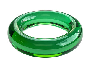 Emerald green, transparent, glass-like torus, rendered on black