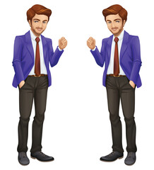Fototapeta premium Two Confident Business Professionals Cartoon Illustration