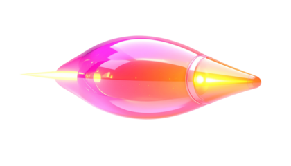 Glowing, pink-orange capsule shape with a bright tail, set against black