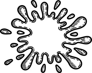 Fototapeta premium Abstract ink splash illustration, black and white paint blot with dynamic fluid shape and rough texture