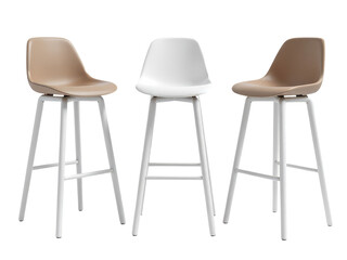 Three colorful stools sit side by side