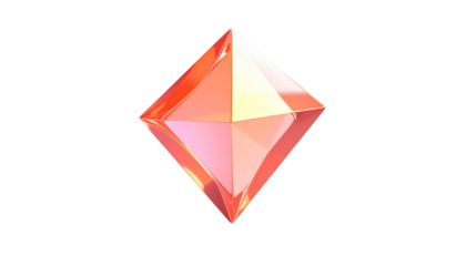 A glowing, faceted gem in diamond shape, isolated against black