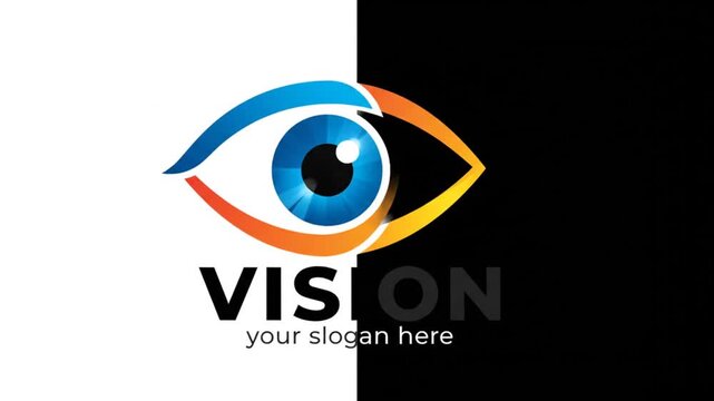 Symbolic eye logo amidst stark contrast