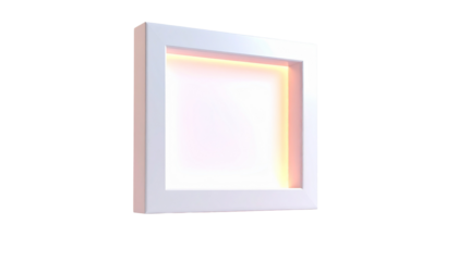 A white, square frame with an illuminated inner glow against black