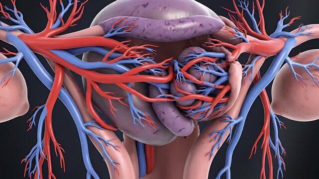 Medical CGI Animation of Female Reproductive System Featuring Uterus Ovaries and Fallopian Tubes in Detailed Anatomical