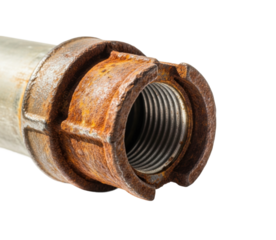Rusty pipe connection industrial isolated on transparent background