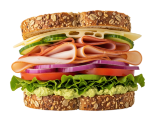 Delicious sandwich creation kitchen food bright isolated on transparent background