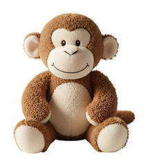 Playful stuffed monkey toy home plush animal cozy friendly isolated on transparent background