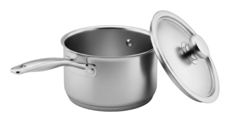 Cooking event stainless steel pot in kitchen culinary environment isolated on transparent background