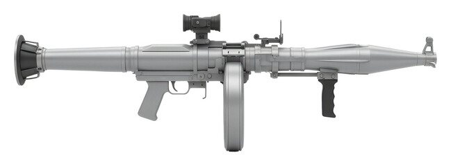 Military action weapon armory product showcase industrial side view isolated on transparent background