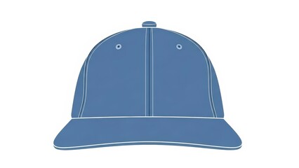 Blue Baseball Cap Front View Isolated on White Background.