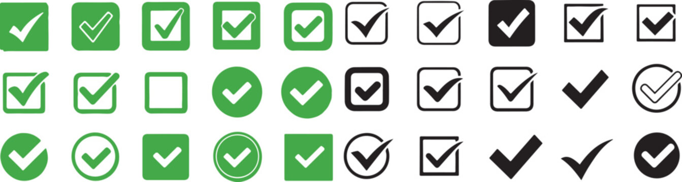 Green checkbox of black icon set vector eps