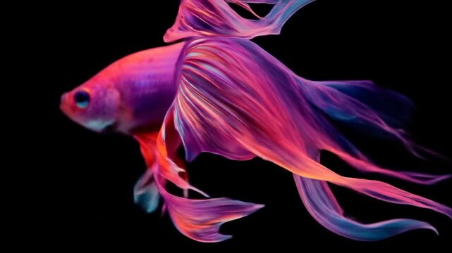 Vibrant siamese fighting fish aquatic beauty on dark background