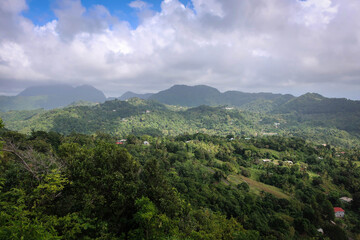 Panoramic view of jungles near Soufriere town, Saint Lucia