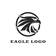 eagle head logo with label circle