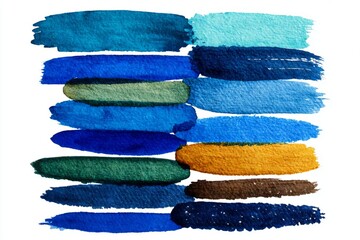 Vibrant Horizontal Brush Strokes in Varying Shades of Blue and Green