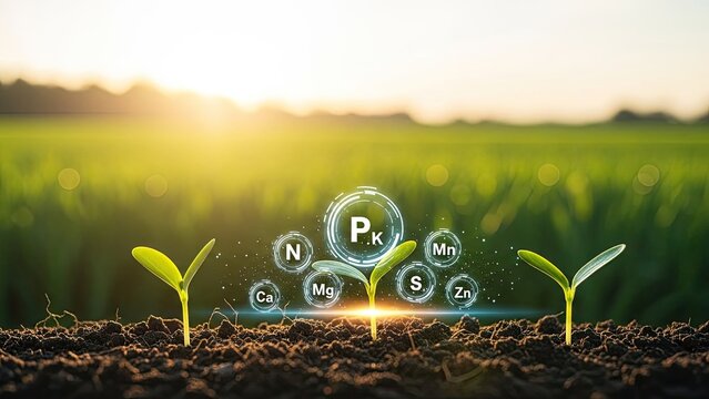 Young plants growing in fertile soil with essential nutrients for healthy development.