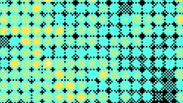 Abstract pixel retro 8bit neon rainbow video game glitch noise texture, neon square tiles animated retro video game pixelated background, seamless looped vj pattern psychedelic 80s, 90s, 2000s texture