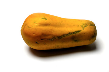 ripe papaya fruit isolated on white background