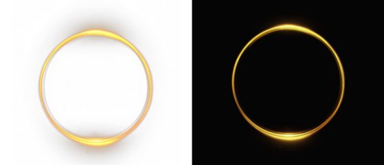 PNG Golden light spiral with space aura and glowing sparkles. Shiny round frame with glitter and bokeh effect. Isolated for overlay and decoration