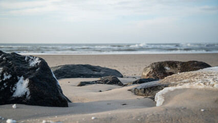 Strand D&auml;nemark Hvide Sande im Winter Welsen Eiszeit
