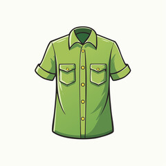 Naklejka premium Casual Green Shirt with Pockets Cartoon Illustration