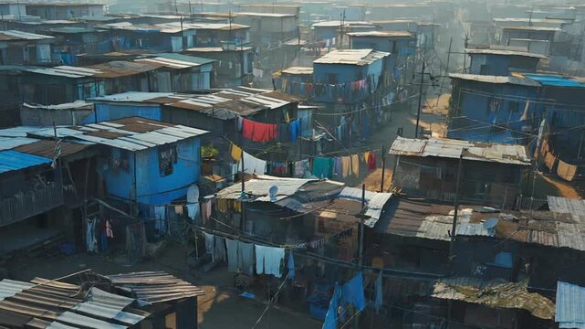 ramshackle huts in mumbai's slum dharavi india video