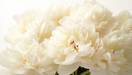 Close up view shows blossom composition. Elegant gentle petals, romantic gift for anniversary. Backdrop for wedding invitation card