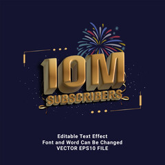 thank you 10m subscribers text effect in gold.typhography logo